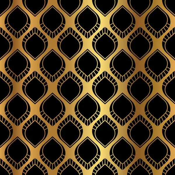 Gold Schwarz Art Deco Vintage Pattern Design — Stockvektor