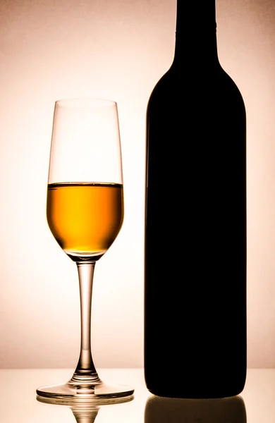 Fles & wijn glas — Stockfoto