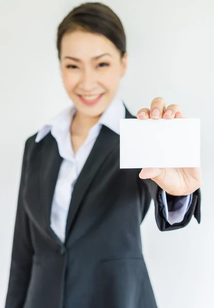 Young business show empty card — Stock Photo, Image