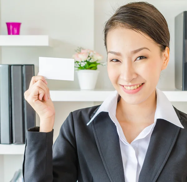 Young business show empty card — Stock Photo, Image