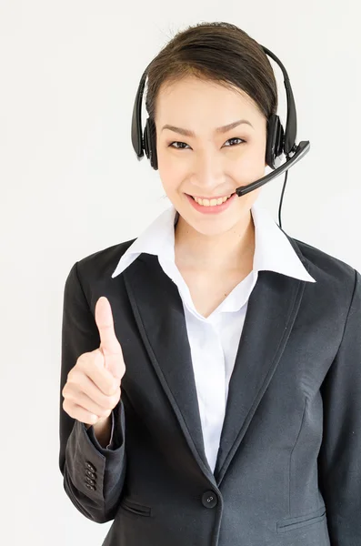 Business women with headphone — Stock Photo, Image