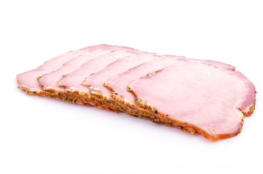 beyaz zemin üzerine karabiber ile jambon