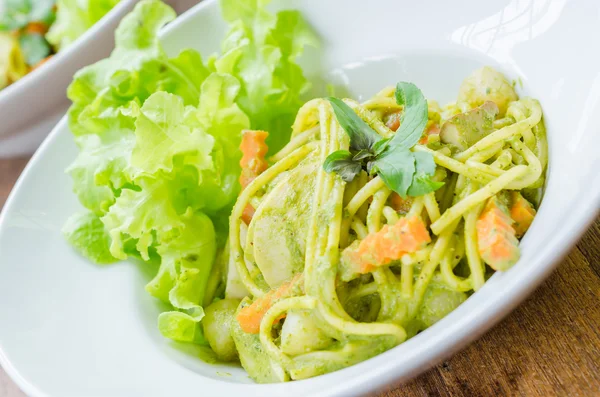 Spaghetti Pesto Sauce — Stockfoto