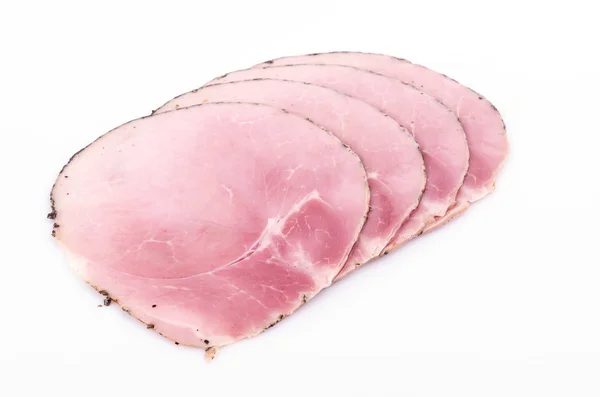 Ham with black pepper on white background — Stock Photo, Image