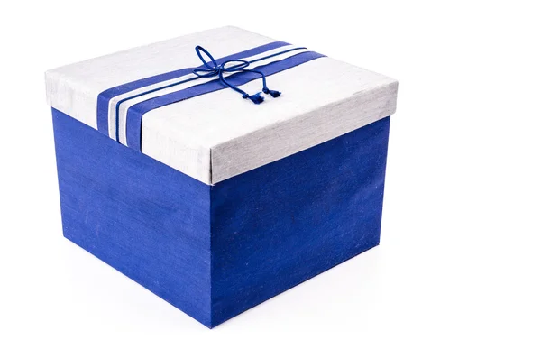 Blue gift box on white background — Stock Photo, Image