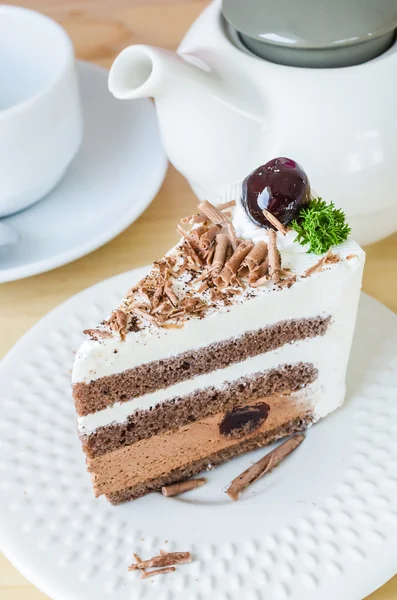 Čokoládový dort s black cherry — Stock fotografie
