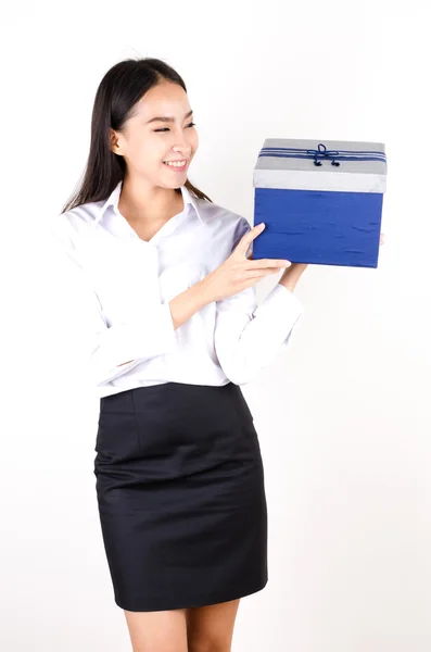 Woman with box — Stock Photo, Image