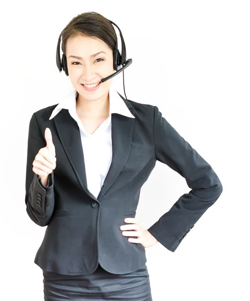 Mujer de negocios con auriculares —  Fotos de Stock