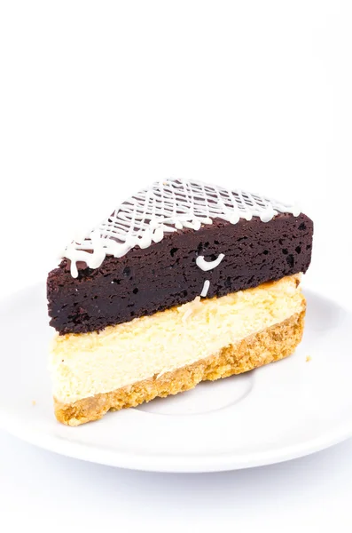 Brownie dort se šlehačkou — Stock fotografie