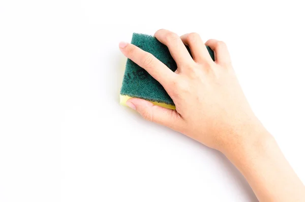 Hand holding a sponge — Stock Photo, Image