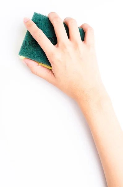 Hand holding sponge — Stock Photo, Image