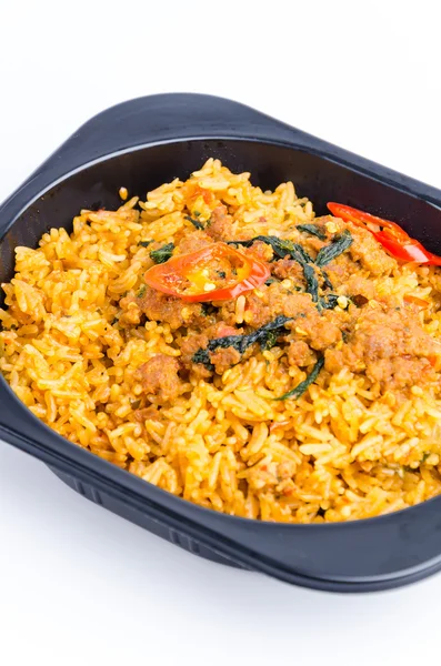 Stir fried pork with basil leaf — Stock Photo, Image