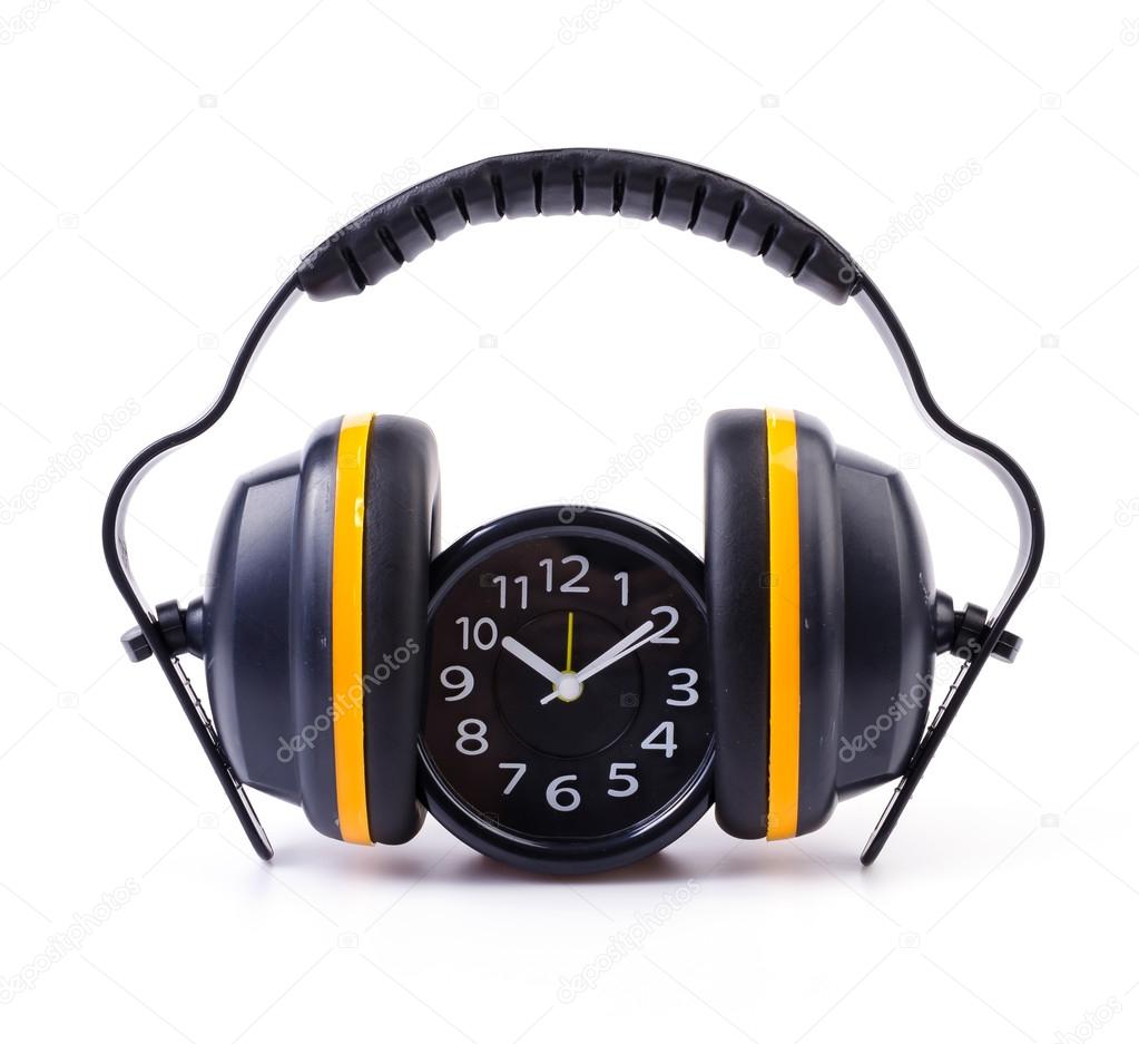 Ear phones , clock