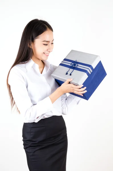 Woman with box — Stock Photo, Image