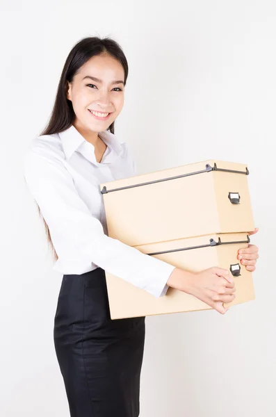 Woman with boxes — Stock Photo, Image