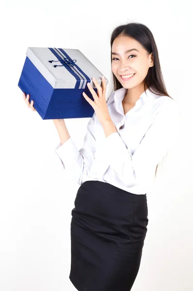 Woman with box — Stock Photo, Image