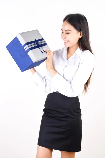 Mujer con caja — Foto de Stock