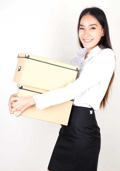 Woman with boxes — Stock Photo, Image