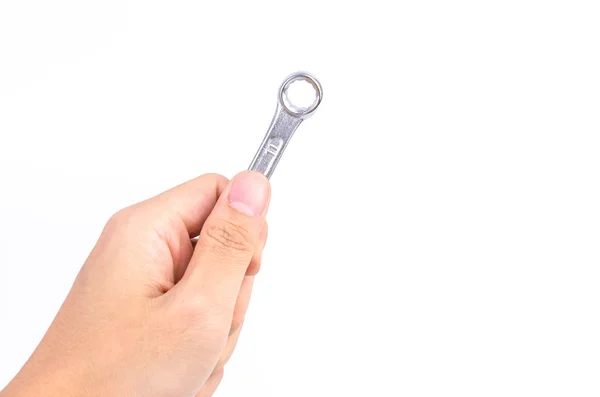 Mão com chave inglesa — Fotografia de Stock