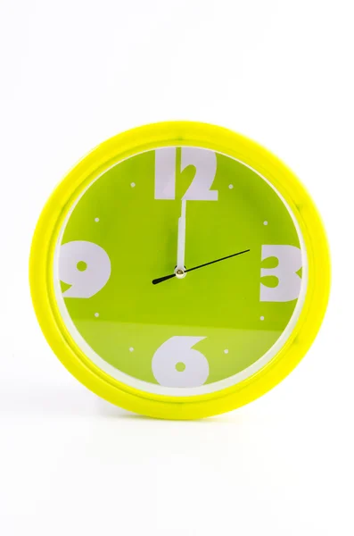 Allarme orologio verde isolato su sfondo bianco — Foto Stock