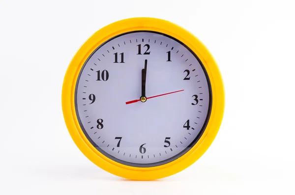 Alarme horloge jaune isolée sur fond blanc — Photo