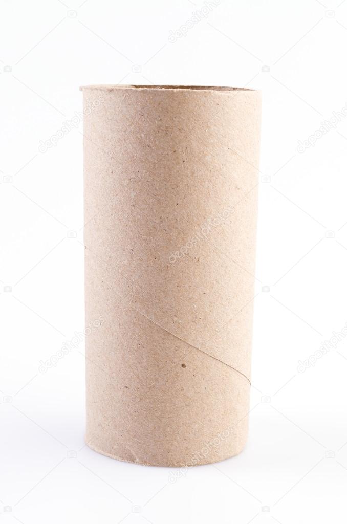 Empty toilet paper roll isolated on white background