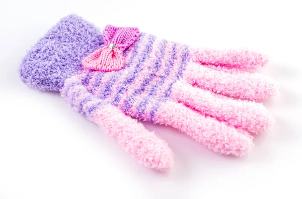 Women purple gloves isolated on white background — Stock Photo, Image