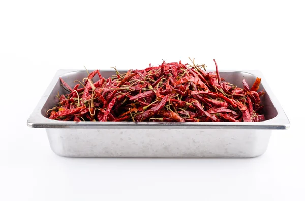 Chile rojo seco pimienta aislado fondo blanco —  Fotos de Stock