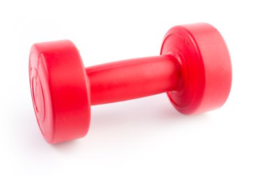 Beyaz arka plan üzerinde izole kırmızı dumbells ağırlık