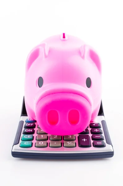 Piggy bank and calculator — Stock Photo, Image