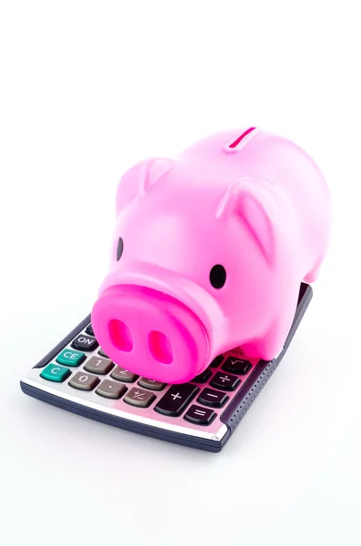 Piggy bank and calculator — Stock Photo, Image