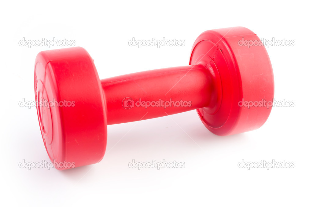 Red dumbells weight isolated on white background