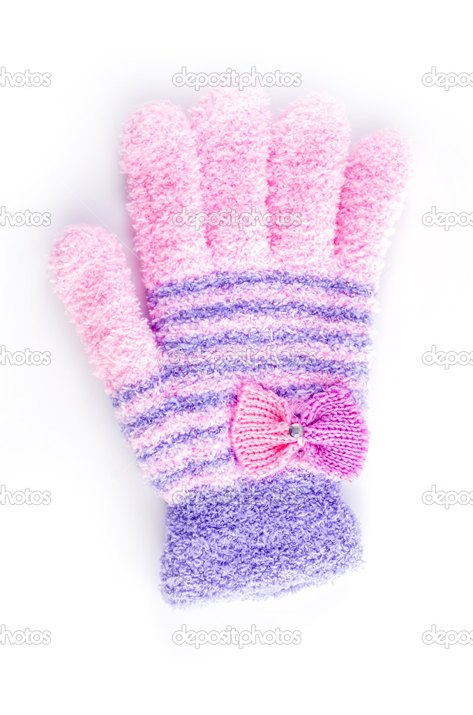 Women purple gloves isolated on white background