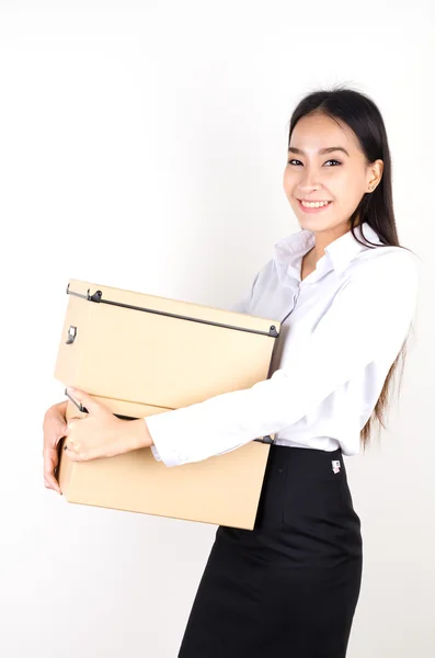 Woman with boxes — Stock Photo, Image