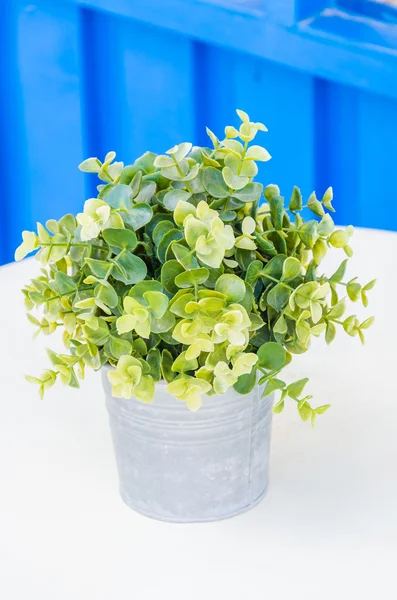 Plastic flowers in vase — Stock Photo, Image