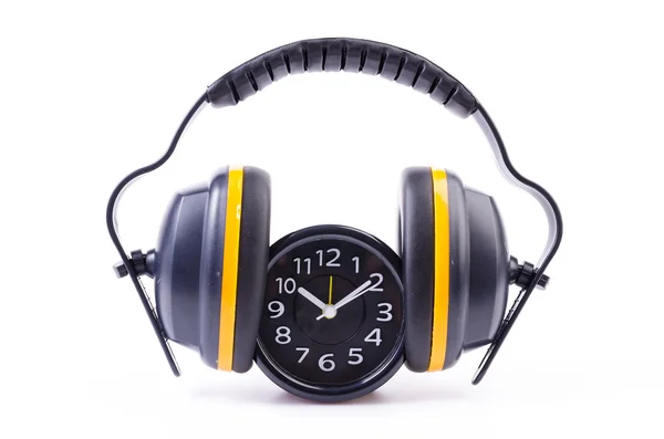 Ear phones, clock — Stock Photo, Image