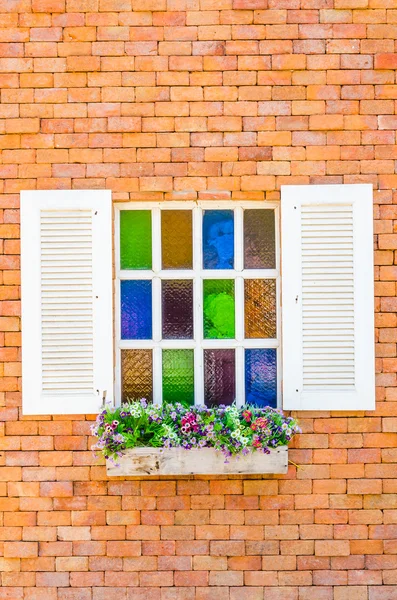 Window on brick wall — Stock Photo, Image