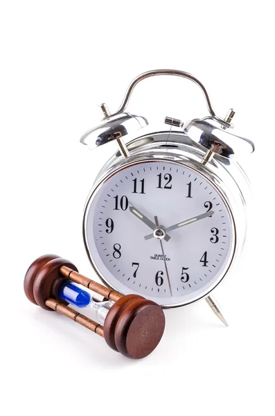 Clock and sand clock — Stock Photo, Image