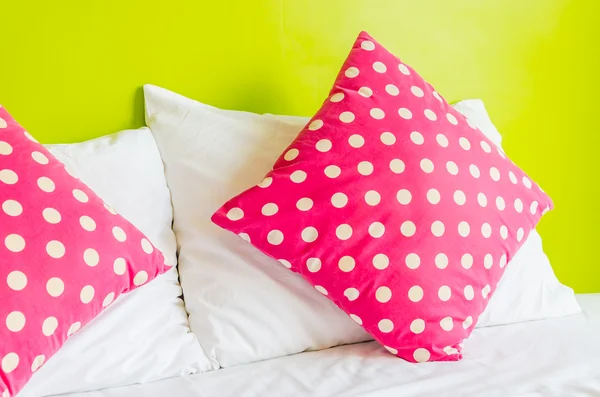 Colorful polka pillow — Stock Photo, Image