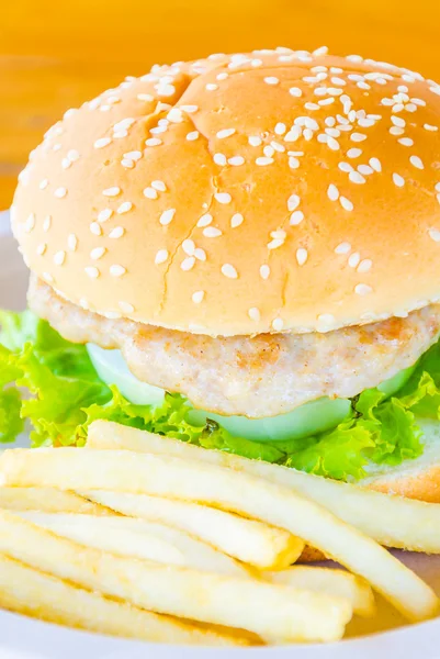 Hamburger und Pommes — Stockfoto