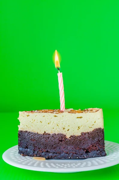 Brownie&candle — Stock Photo, Image