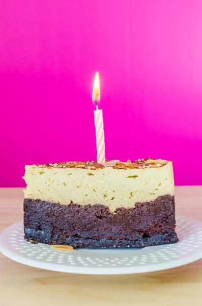 Brownie&candle — Stock Photo, Image