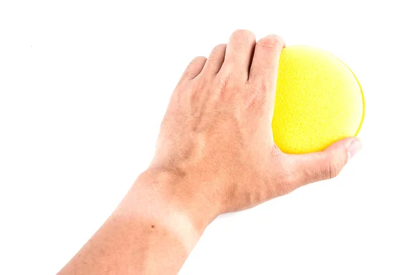 Hand holding sponge — Stock Photo, Image