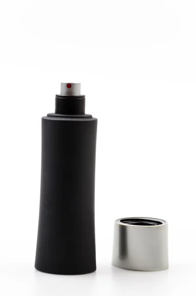 Black bottle perfume — Stock Photo, Image
