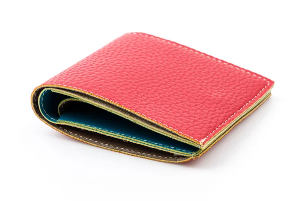 赤いレザー折財布ウォレット — ストック写真
