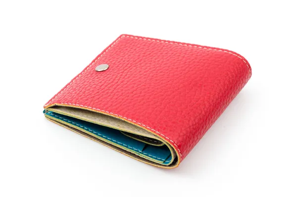 Red leather wallet — Stock Photo, Image