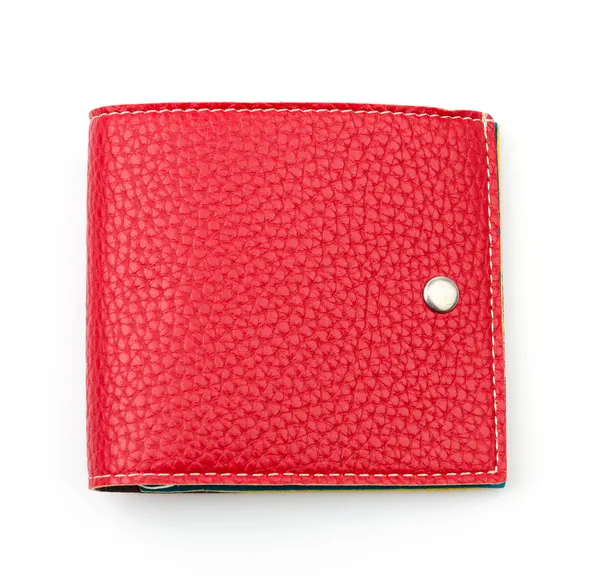 赤いレザー折財布ウォレット — ストック写真