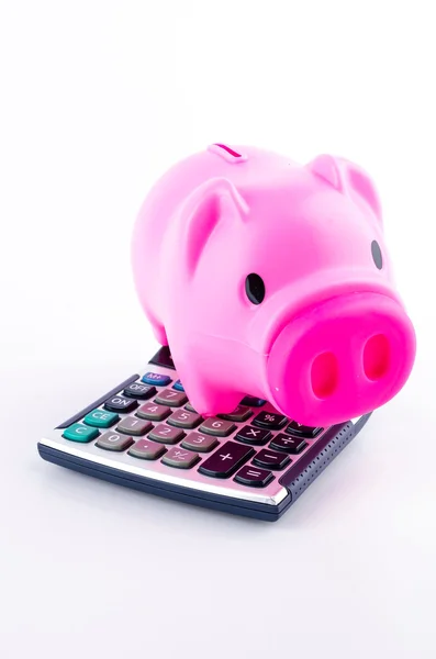 Piggy bank and calculator — Stock Photo, Image