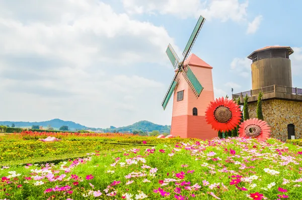 Windmill in the garden — Stock Photo, Image