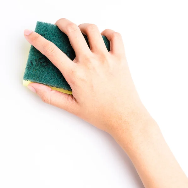 Hand holding sponge — Stock Photo, Image